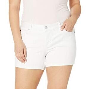 SLINK Jeans Curvy White Stretch Denim Jean Shorts Women's 24 Mid Rise Plus